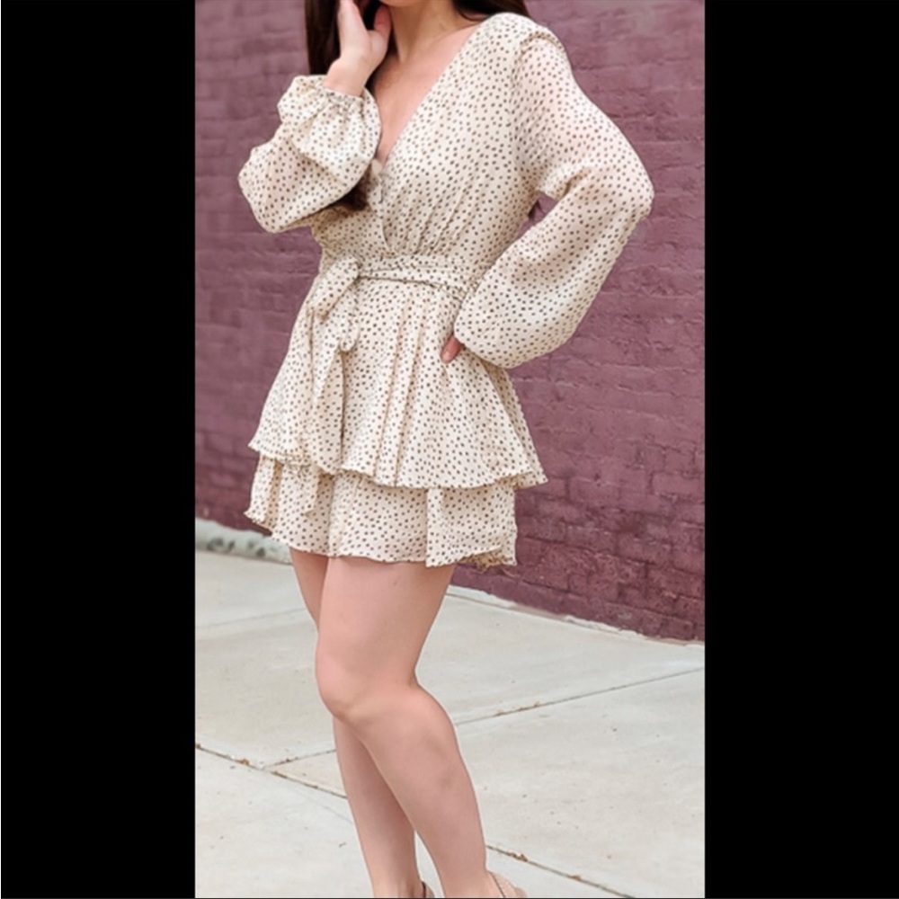 Tan Long Sleeve Cheetah Dress